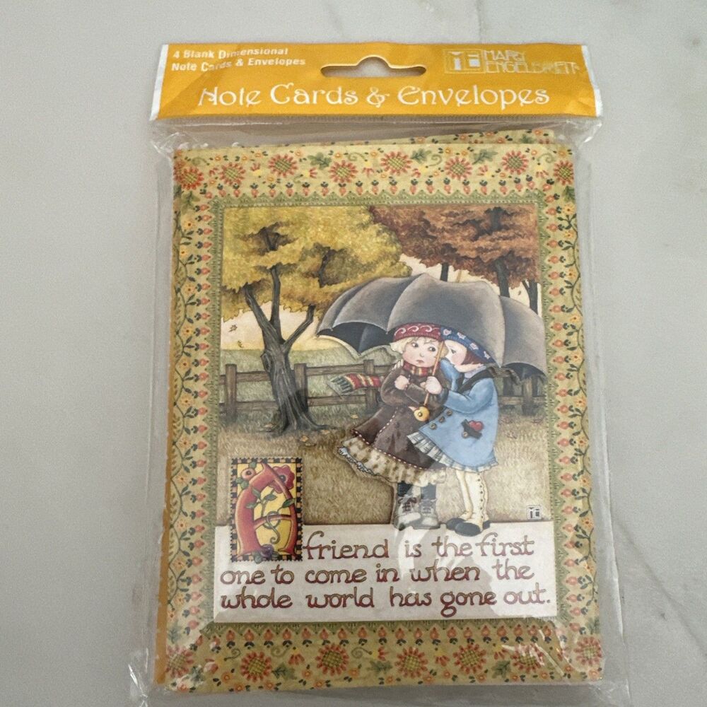 Vintage New Mary Engelbreit 3-D "Friendship under Umbrella" Theme Cards